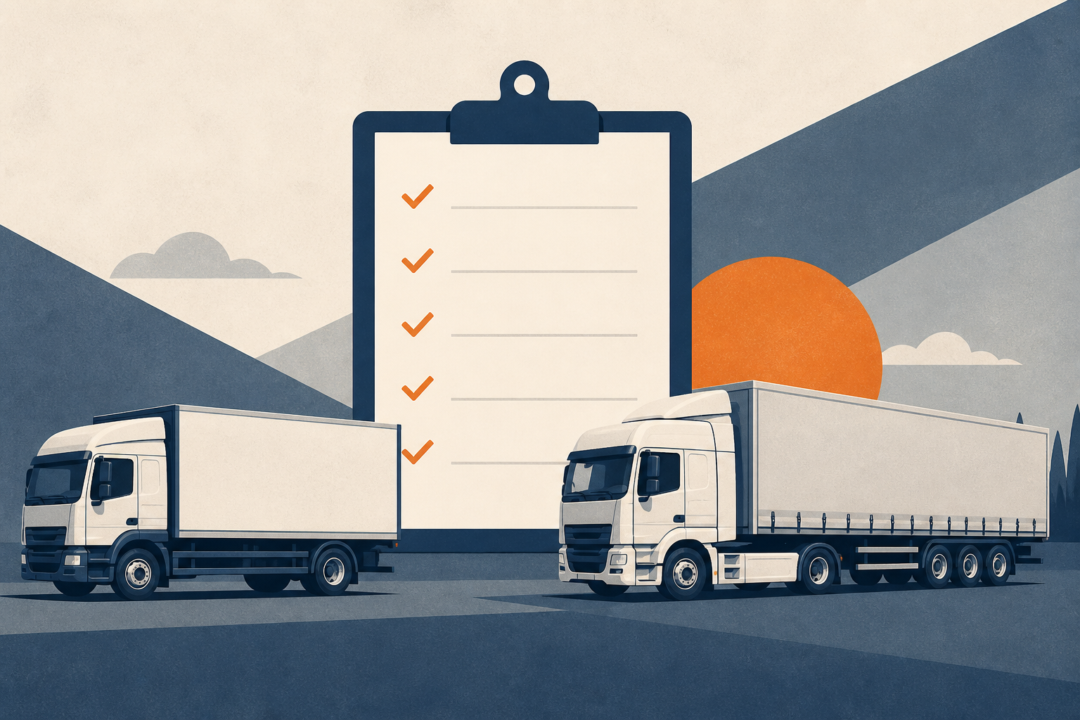 Illustrative Gegenüberstellung neutraler Lkw für eine strukturierte Fahrzeugauswahl