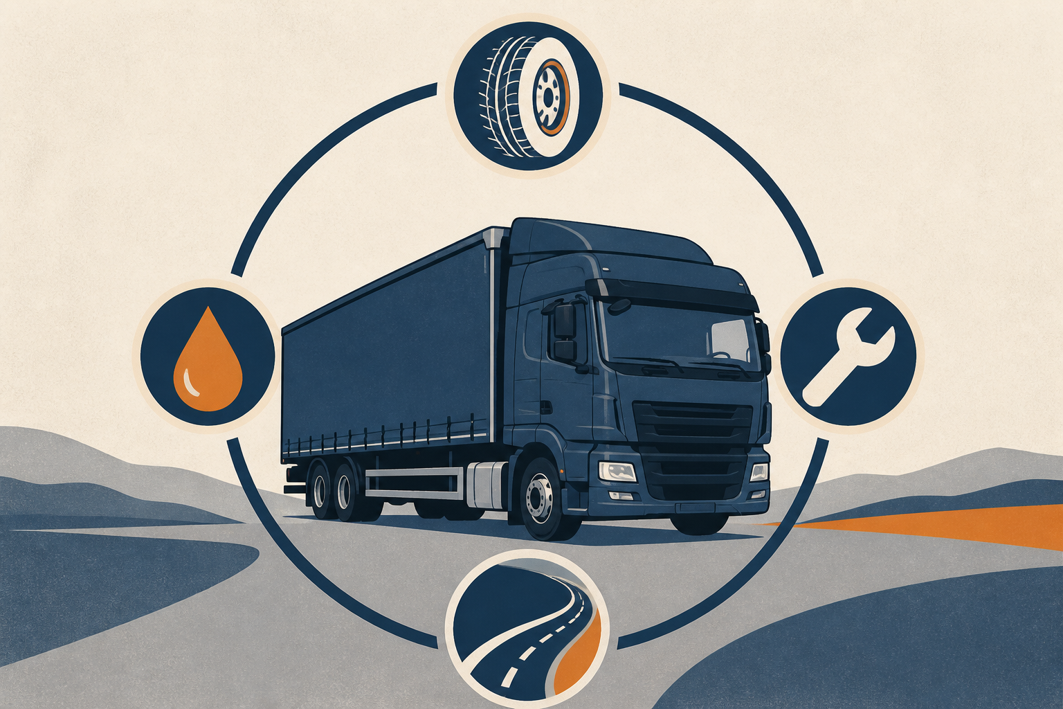 Illustrative Darstellung zum Ratgeberthema Lkw-Kosten berechnen: Gesamtkosten statt Kaufpreis betrachten