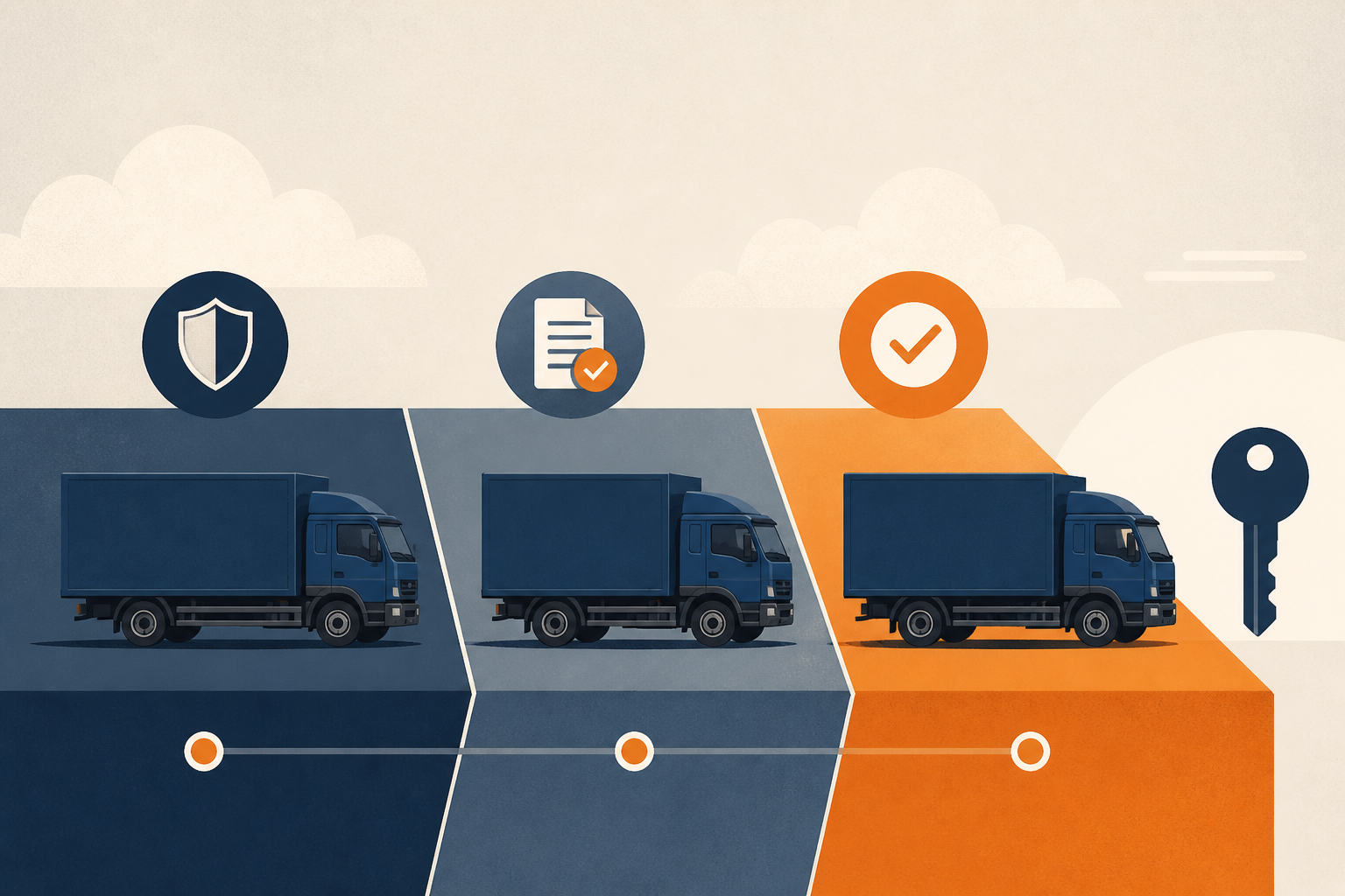 Illustrative Darstellung zum Ratgeberthema Lkw-Mietkauf: Eigentumsübergang und Verpflichtungen verstehen
