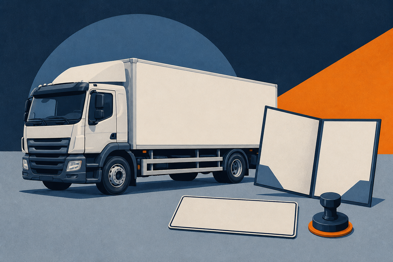 Illustrative Darstellung zum Ratgeberthema Lkw-Zulassung vorbereiten: Dokumente und Fahrzeugdaten ordnen